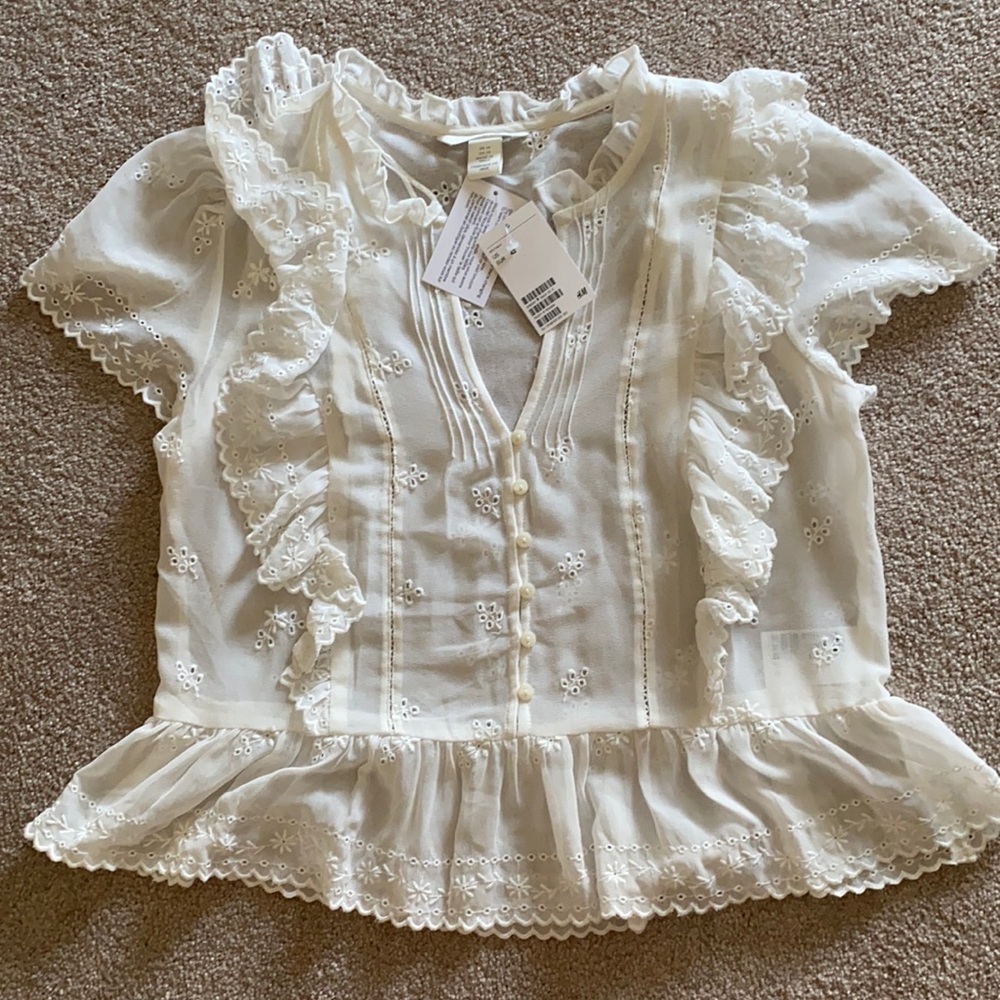 Lace flowy sheer bluse size 10 H&M w cami NWT
